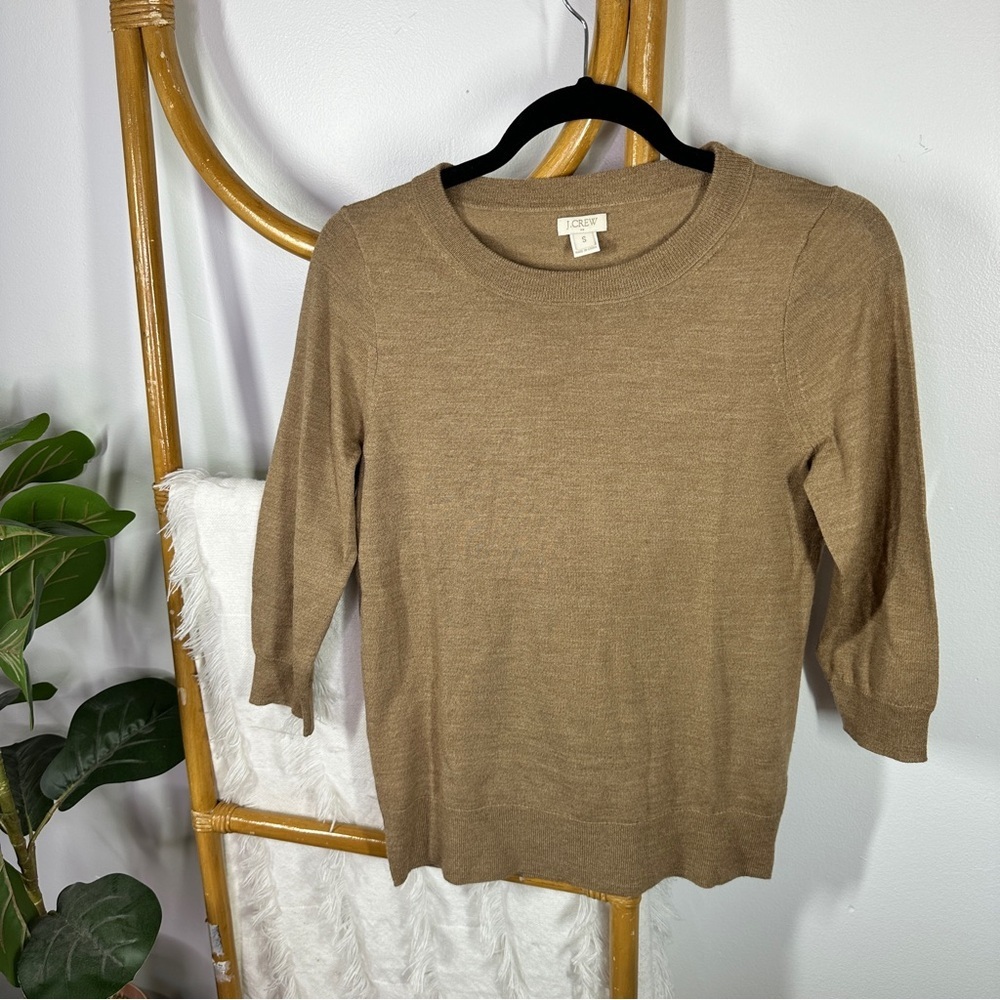 J. Crew Tan Merino Wool Brown Sweater Top sz S